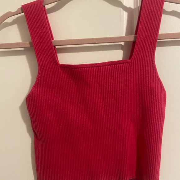 Pink Ribbed Square Neck Crop Top - Picture 2 of 2
